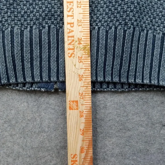 Carbon 2 Cobalt Sweater Mens 2XL Blue Linen Cotton Mock Neck Cable Knit Pullover - Picture 4 of 6